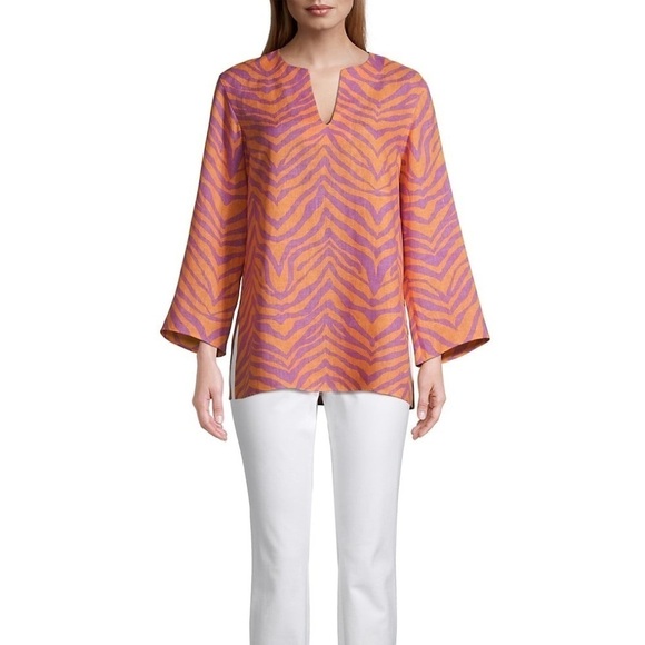 *NWT Lafayette 148 Hawley Linen Blouse - Picture 1 of 10